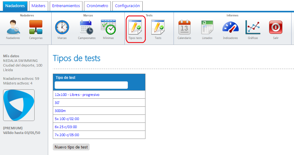 Búsqueda de las diferentes tipos de test